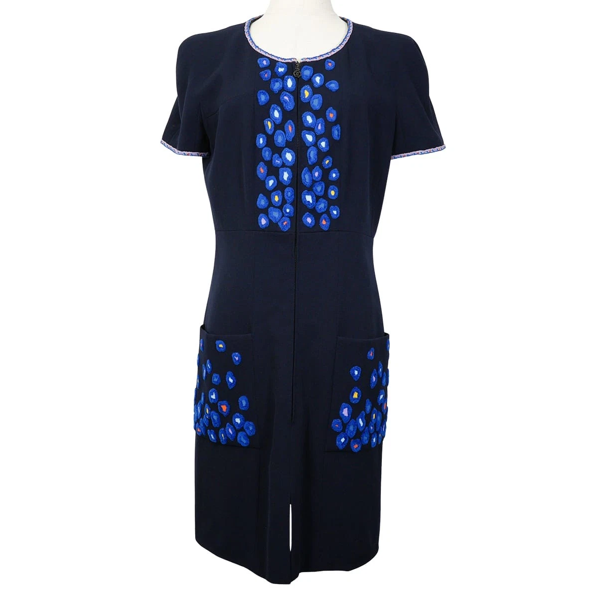 Chanel — [Pre-loved] 1997AW CHANEL Vintage Embroidery Navy Wool #40 One‐piece dress...
