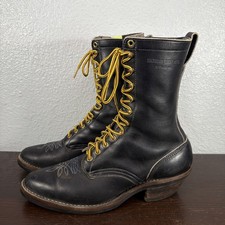 Hathorn Boot MFG Spokane WA Black Leather Lace-Up Boots Vibram Sole Men’s 10 D