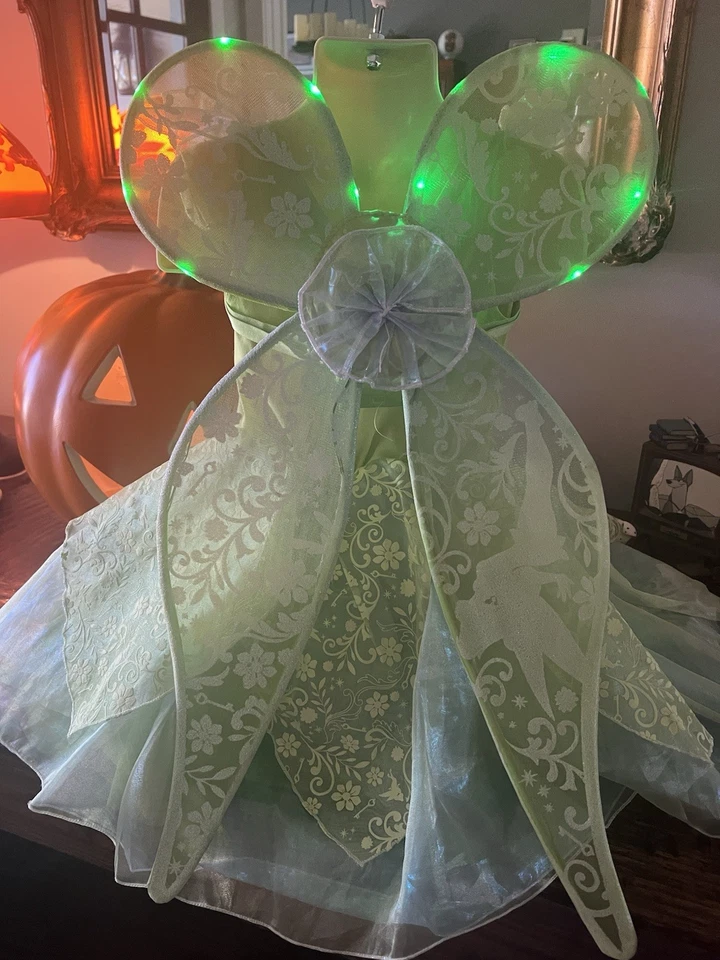 Disney Store Niño Iluminar Alas Tinker Bell Cos Play Pequeño 4 Verde Azul Tutú Foto 4 de 4