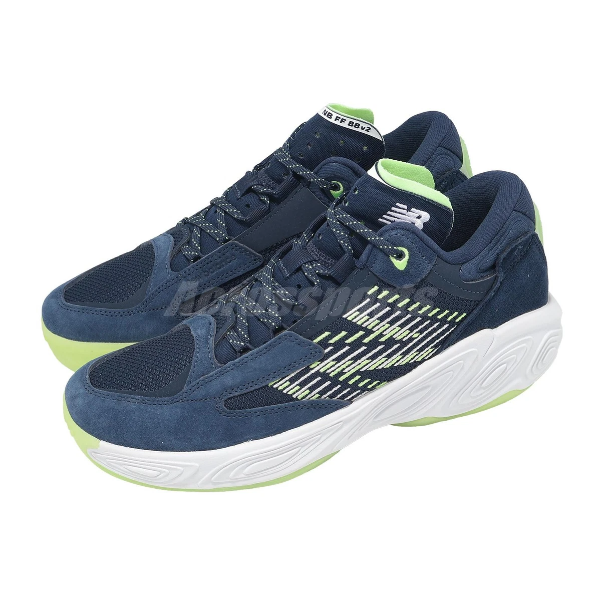 New Balance Fresh Foam BB V2 Azul Marino Blanqueado Lima Brillo Hombres Baloncesto BBFRSHC2-D