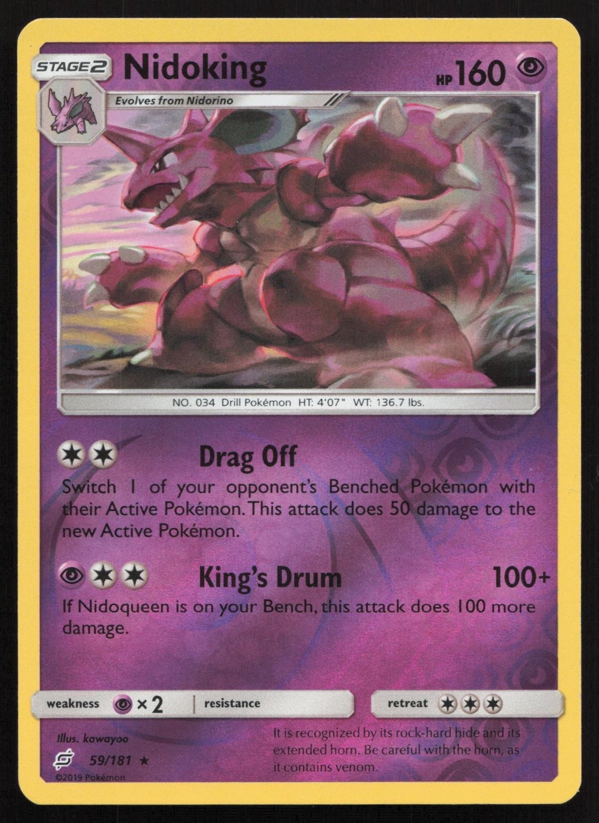 Pokémon - Nidoking 59/181 - Reverse Holo Rare - Team Up - NM/M
