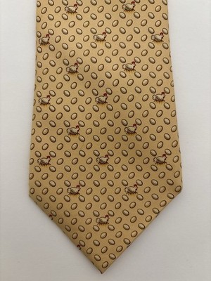 Hermès Tie    Yellow - Hen And Egg Print   100% Silk - 7901 MA