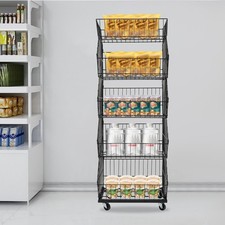 5 Tiers Retail Shop Display Rack Market Shelf Fruit Vegetable Snack Basket Black