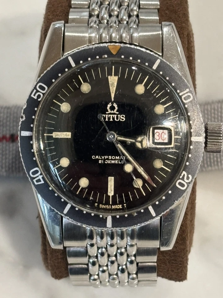 Vintage 38mm Titus Calypsomatic 7986 Big Crown Solvil et Titus Great Condition - Image 3 of 4