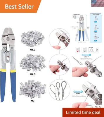 Professional Wire Rope Crimping Tool with 150 Durable Aluminum Ferrules Included