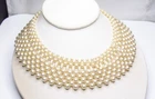 Vintage Wide Pearl Collar Necklace Costume Jewelry