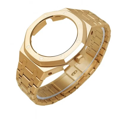 Casio G-Shock GA2100 2110 Custom Casioak Mod kit Strap Gold Steel 5th gen