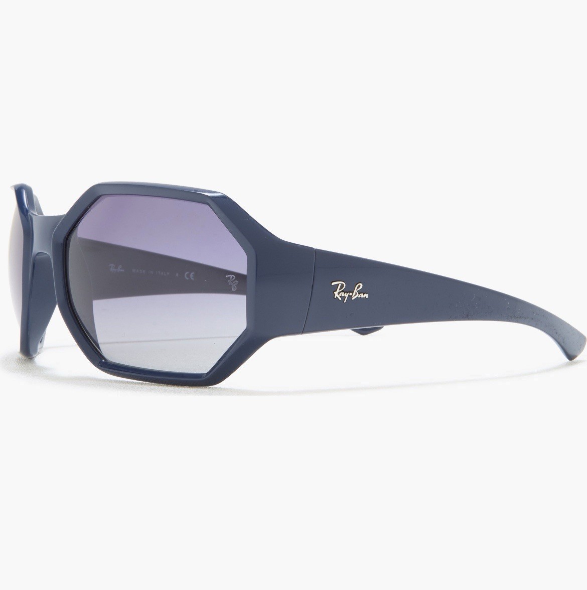 Ray-Ban NEW 59mm Shiny LT Blue Octagonal Sunglasses Made in Italy Ray-Ban Octagon RB1972 91493F Silver Sunglasses - eye-oo.com main image 3