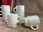 Vtg Lot of 6 FIRE KING Anchor Hocking Milk Glass Petal Foot Coffee mugs/cups
