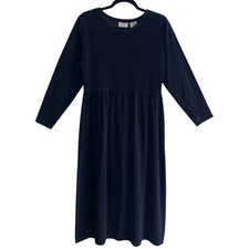 VTG Erika Company Black Velour Long Sleeve Maxi Dress Small Cottagecore Goth