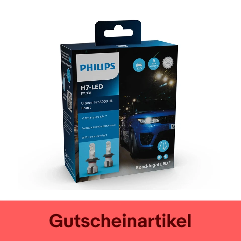 2 x PHILIPS H7 LED Ultinon Pro6000 BOOST 11972U60BX2 Autolampe Straßenzulassung