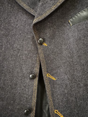 IL Canto Sport Coat And Vest. Blazer. NWT Jet Black Denim Size 40L. 2 Pc Set. - Picture 11 of 15