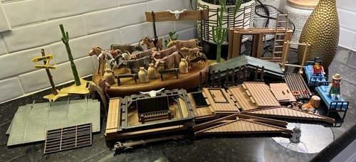 Large Set of Vintage Mixed Playmobil Western Town Some Silver Ranch Plus Extras