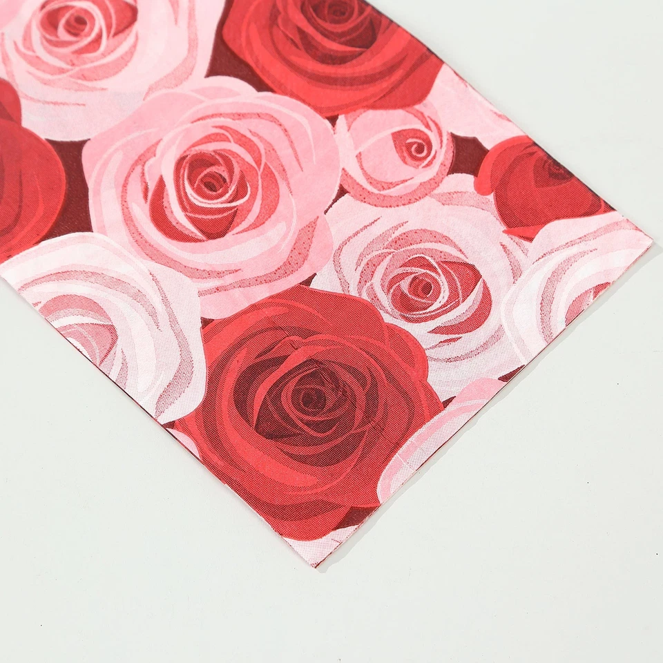 50 Paper Disposable Dinner Napkins with Rose Print Party Decorations - Image 4 of 4