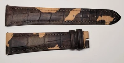 NEUF Bracelet Montre Jean Rousseau Paris Cuir Serpent Marron 20/16mm - Photo 1/2