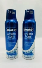Oral-B Mouth Sore Oral Rinse For Canker Sores Cheek Bites Braces 2 Pack 8oz New