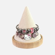 Pink  Silver Kitten Charm Bangle Bracelet for Girls