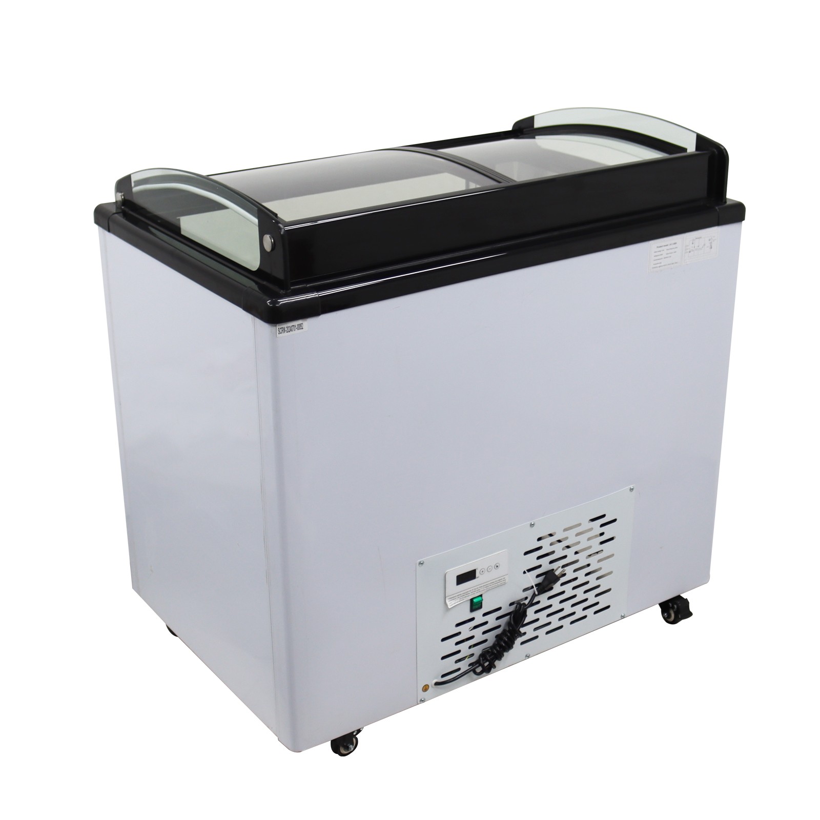 10 PAN Ice Cream Showcase Ice Cream Display Cabinet with Universal Wheels 110V