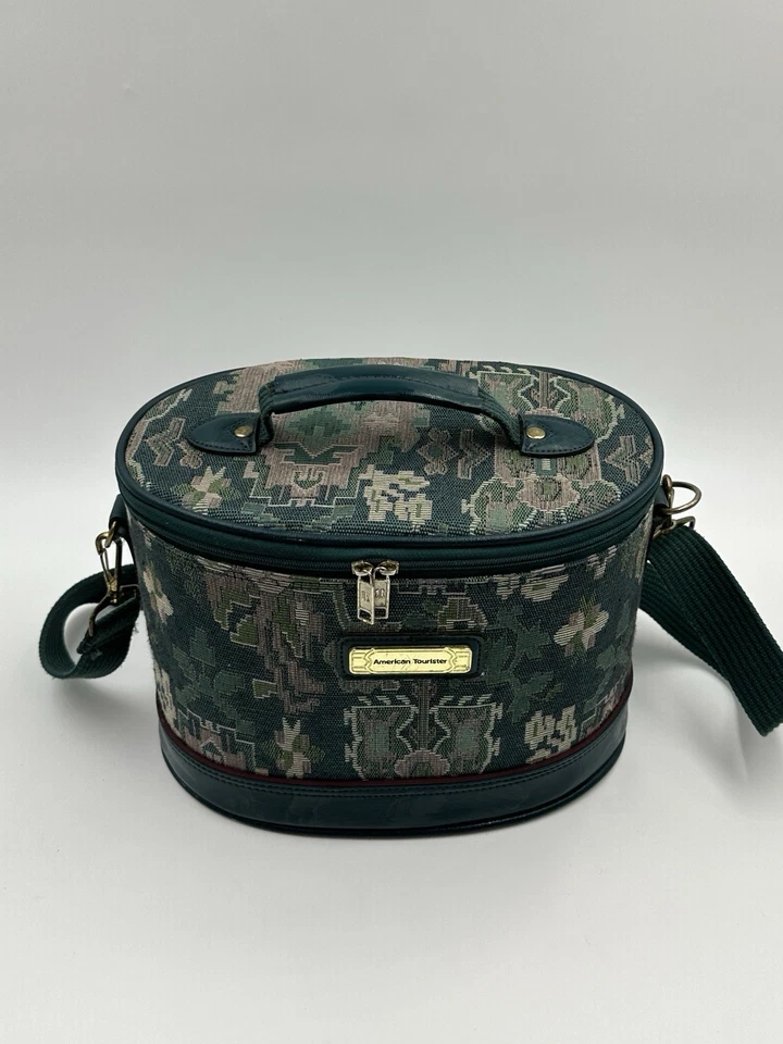 American Tourister Tapestry Hard Oval Train Case Carry On Luggage Bag Makeup - Image 4 of 4