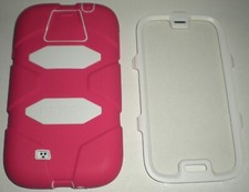 Funda Griffin Survivor Grado Militar Galaxy S4, Rosa y Blanco, Protector Pantalla