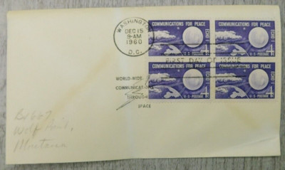 1st Day Issue Communications For Peace WA DC Echo 1960 VTG Stamp Envelope Cover
