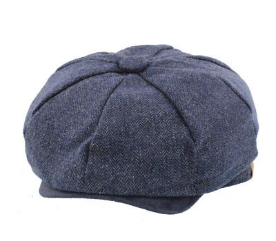 Blau Fischgrät Bakerboy Kappe Zeitungsjunge Gatsby Peaky Blinders Stil 2 Größen Erwachsene