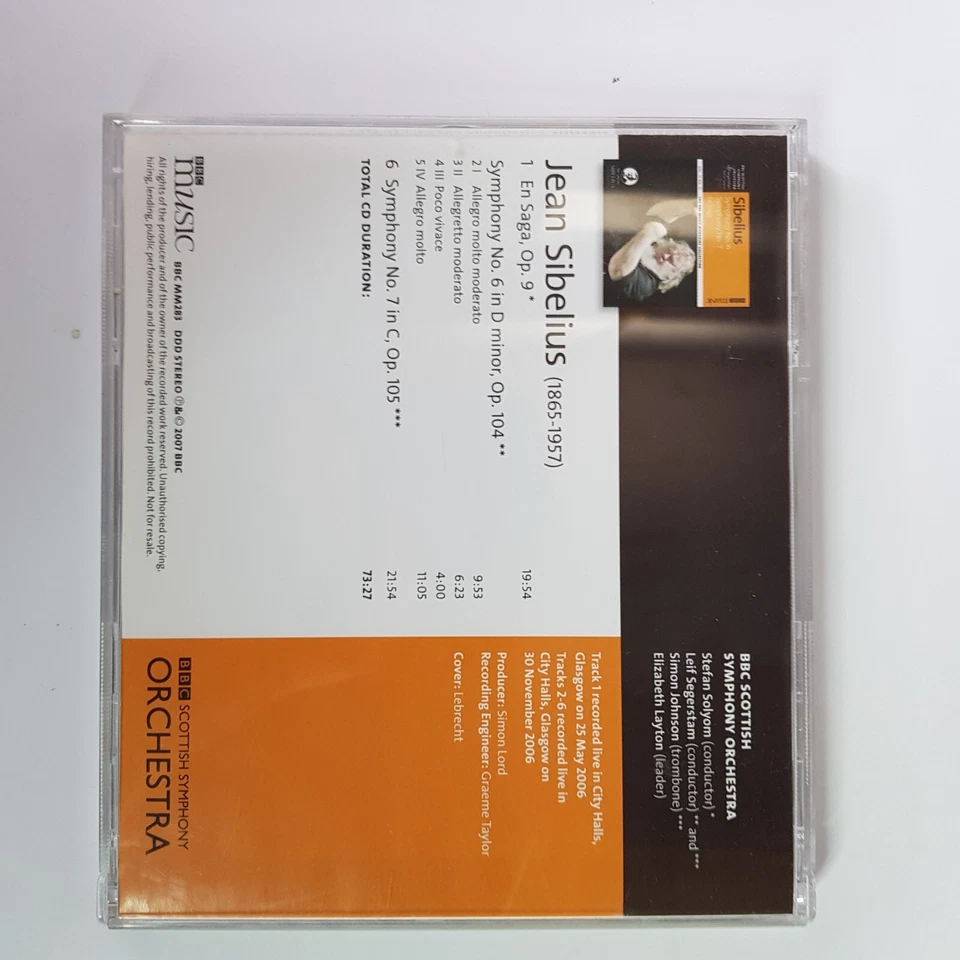 CD de música clásica Sibelius Symphony 6 7 En Saga Scottish Symphony Segerstam Foto 3 de 4