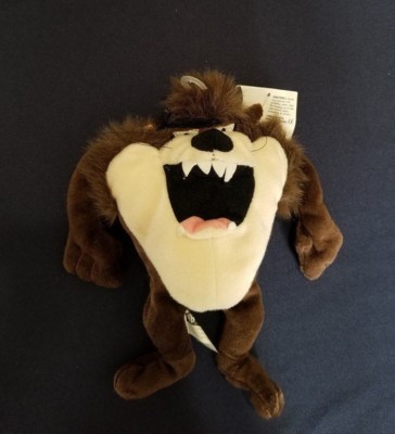 1998 Warner Bros Studios Looney Tunes TALKING TAZ Plush Bean Bag w/ Tag!
