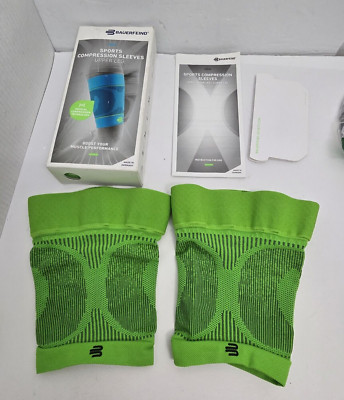 Bauerfeind Sports Compression Upper Leg Sleeves Green SMALL LONG