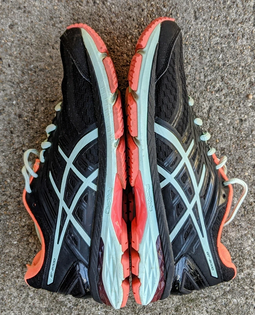 Asics GT 2000 5 Black Coral Turquoise Running Shoes Women s Size