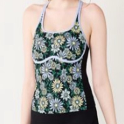 Juniors' SO Sporty Crop Tank Top Size XL Black Green Yellow