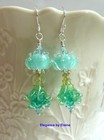 Mint Green Trumpet Flower Earrings Handmade Lampwork Sterling Silver OOAK Gift — photo 2
