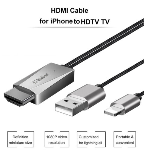 Phone Screen Mirror to TV HDTV HDMI Cable Adapter for iPhone 14 13 12 11 X iPad - 第 3/12 張圖片