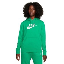 Nike Sportswear Club Fleece Green Women's Logo Pullover Hoodie Size S