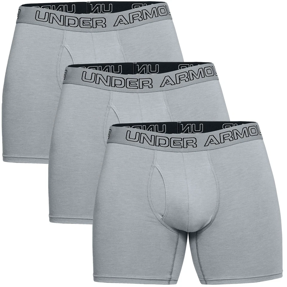 Pacote com três cuecas boxer masculinas UA Under Armour algodão stretch carregado jock novas