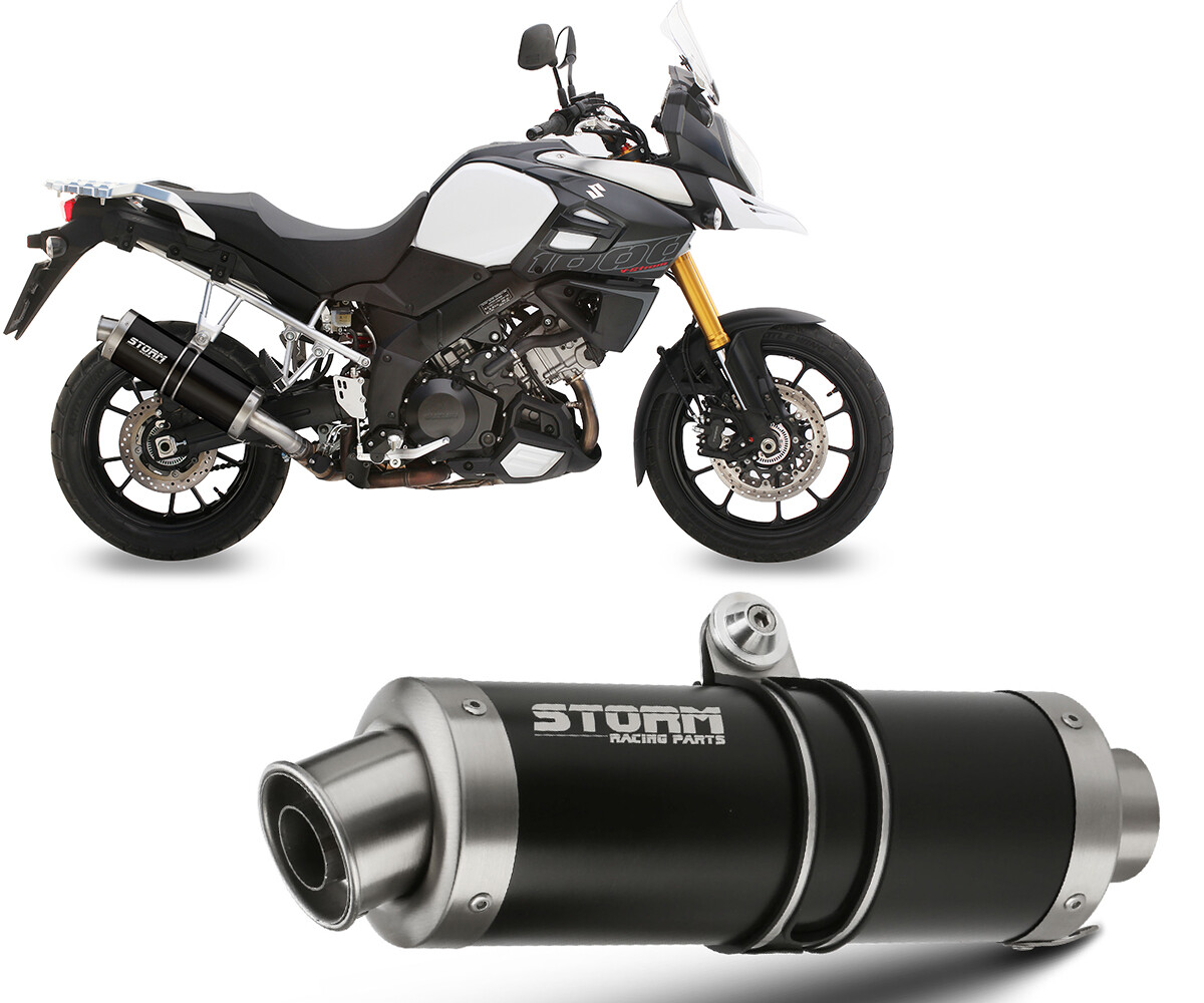 Exhaust Storm by Mivv Muffler Oval Nero Steel Suzuki Dl V-strom 1000 2014 > 2016