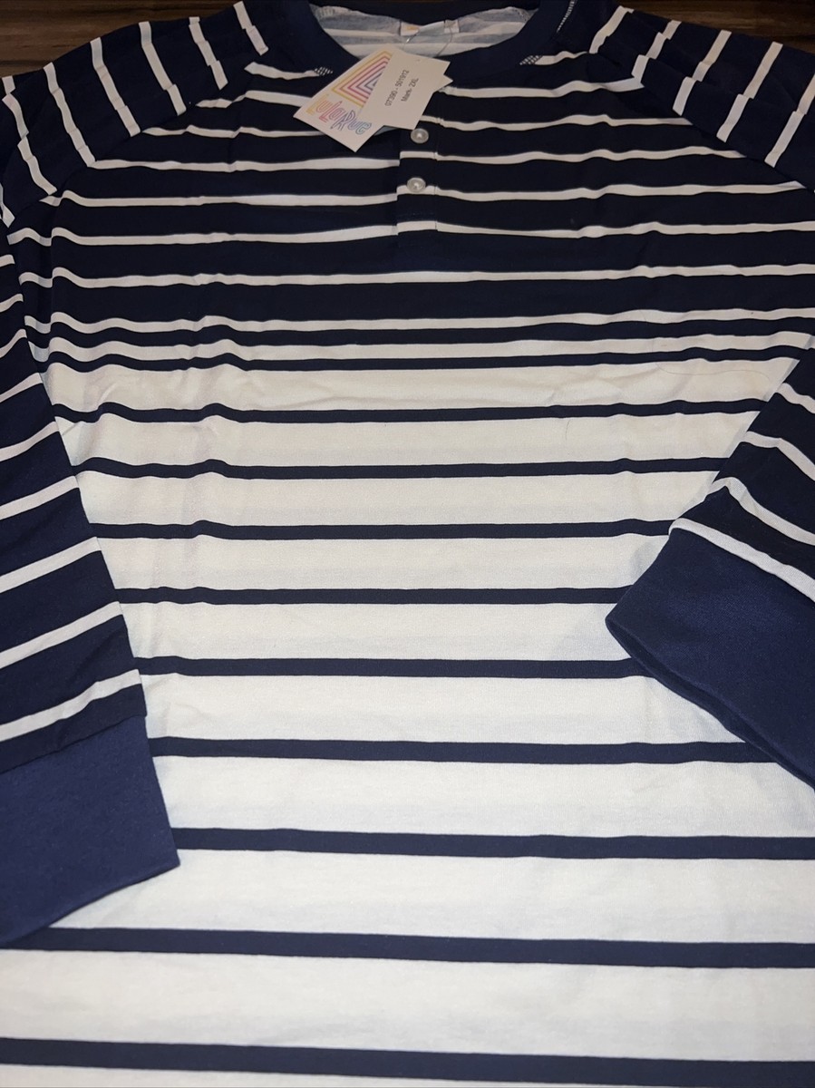 NWT Lularoe Mark Henley Unisex 2XL 22/24 20 Blue White