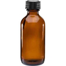 AMBER GLASS Bottles 2 oz (60 ml) with Black C...