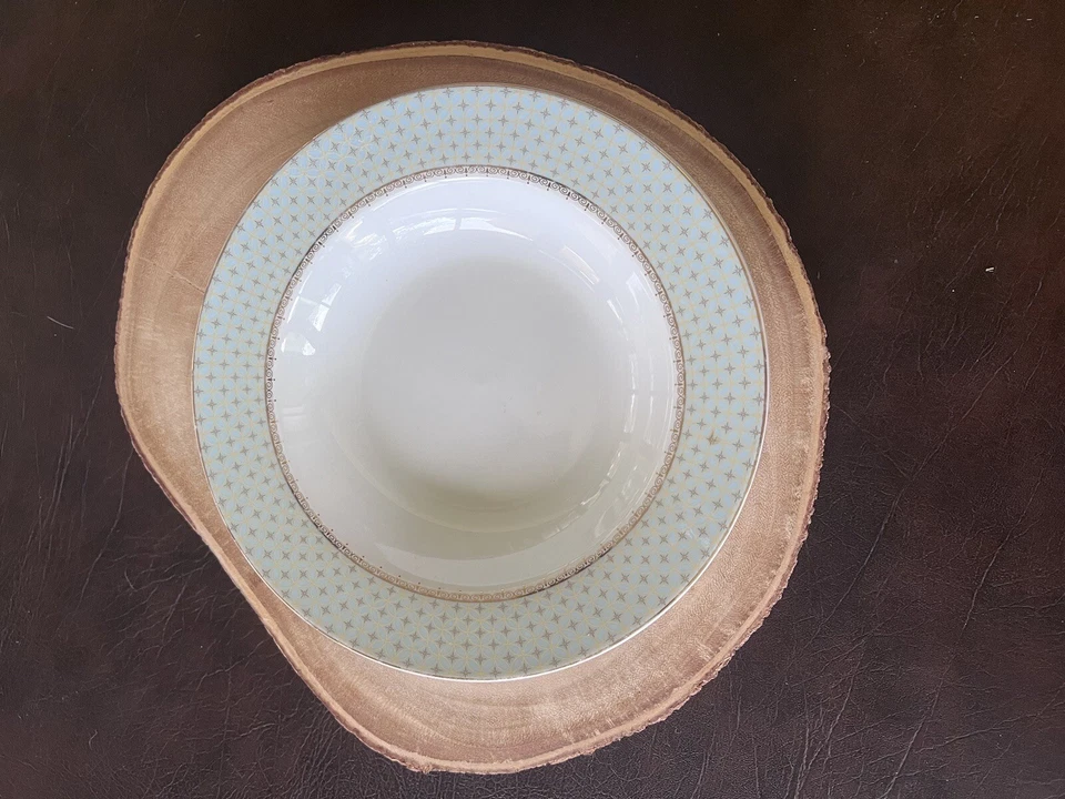 Bella Lux porcelain Light Blue Gold  ~ Set of 2 ~ Soup Bowls ~ 8.5” - Image 2 of 4