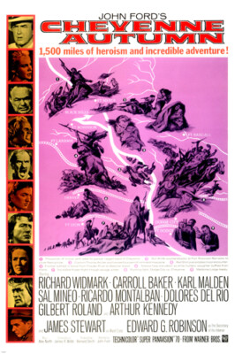 john FORD'S CHEYENNE AUTUMN movie poster HEROISM ACTION james STEWART 20x30