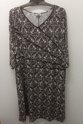 NWOT Catherines Black/White 3/4 Sleeve Midi Dress Size 5X