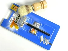 Gillette Sterling 7o'clock Double Edge Razor w 1 Platinum Blade + Shaving Brush