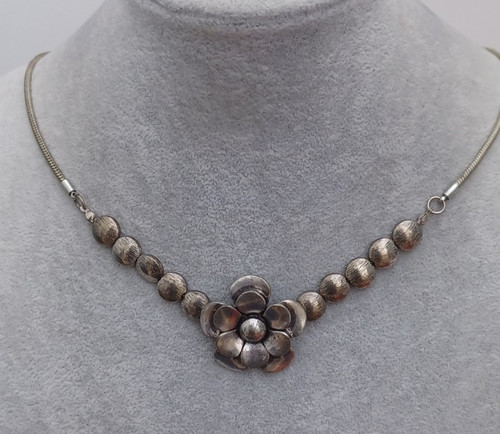 Necklace Collar Modern Statement Silver Tone Flower Snake Chain Jewellery #A316