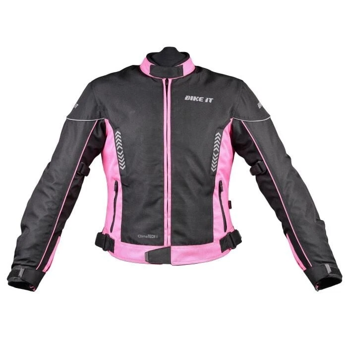 BIKE IT Ladies Textile Waterproof Jacket Insignia Black Pink Womens Road Motorcycle