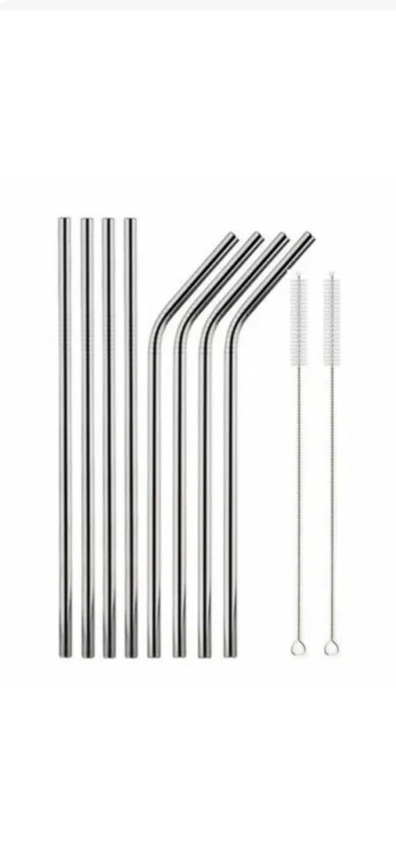 20 Reusable Stainless Steel Metal Drinking Straws with Cleaner for Parties