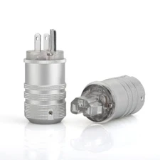 Rhodium Plated US Power Plug Mains Supply IEC Connector for HIFI Power Cable DIY