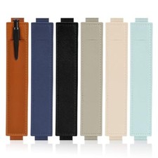 6 Pcs Adjustable Pen Holder Elastic Band Pencil Pouch Colorful PU Leather 6pcs