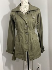 Sweet Elements Olive Military Cargo Jacket W/ Pockets Green - Small - Zip/button
