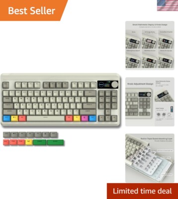 Womier Retro 75% Gaming Keyboard with OLED Display&Knob, Bluetooth 5.1/2.4GHz...
