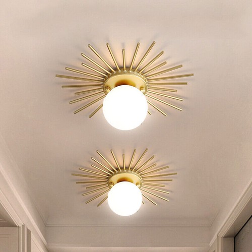 Modern Gold Sputnik Flush Mount Lamp Hallway Globe Glass Ceiling Light Fixture - Picture 7 of 12